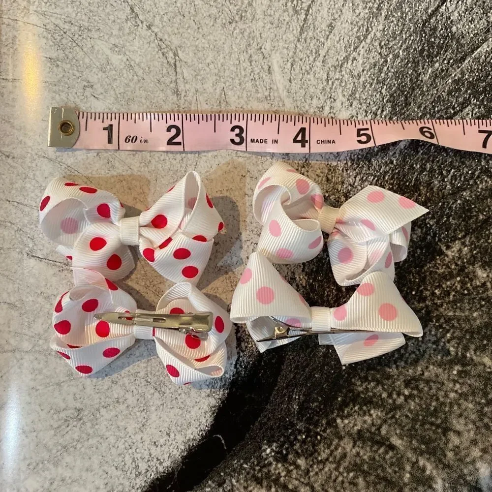 🌴 2.5” Polka Dot Grossgrain Bow Hair Clips